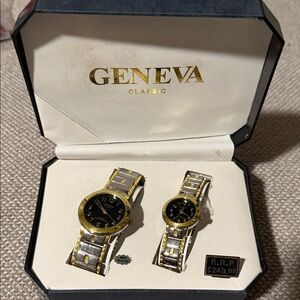 Geneva Men's and Women’s Gold and Silver Watch Duo